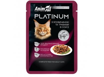 Фото - AnimAll Platinum влажный корм для кошек ГОВЯДИНА И ТРАВЫ В СОУСЕ влажный корм (консервы) AnimAll Platinum влажный корм для кошек ГОВЯДИНА И ТРАВЫ В СОУСЕ