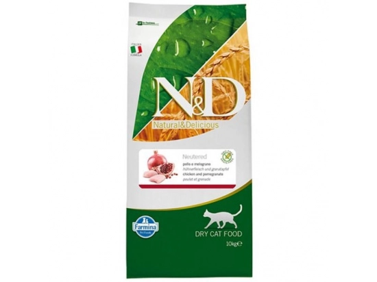 Фото - сухой корм Farmina (Фармина) N&D Grain Free Prime Chicken & Pomegranate Neutered Adult корм для стерилизованных кошек КУРИЦА и ГРАНАТ