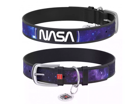 Фото - амуниция Collar WAUDOG DESIGN ошейник кожаный c QR паспортом NASA21