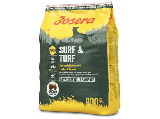 Фото - сухой корм Josera (Йозера) Surf & Turf Junior Grainfree Salmon & Lamb сухой корм для щенков и юниоров средних и больших пород ЛОСОСЬ и ЯГНЕНОК