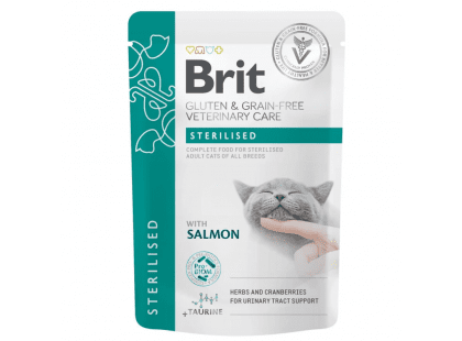 Фото - ветеринарні корми Brit Veterinary Diets Cat Grain Free Sterilised Salmon консерви для підтримки сечовивідних шляхів у котів ЛОСОСЬ