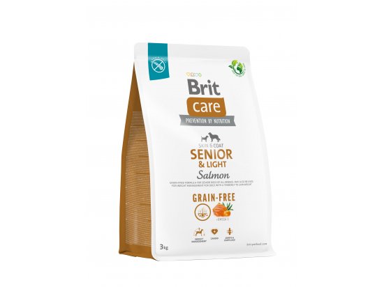 Фото - сухий корм Brit Care Dog Grain Free Senior & Light Salmon беззерновий сухий корм для шкіри та шерсті собак, що старіють, ЛОСОСЬ