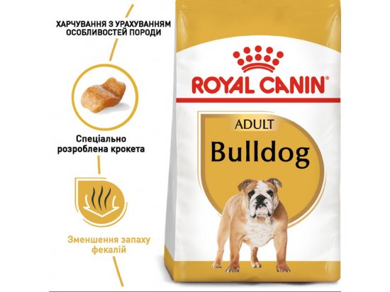 Фото - сухой корм Royal Canin BULLDOG ADULT (АНГЛИЙСКИЙ БУЛЬДОГ ЭДАЛТ) корм для собак от 12 месяцев