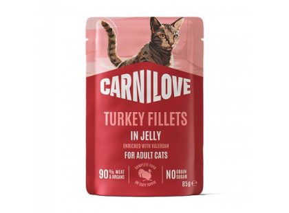 Фото - Carnilove Jelly Turkey with Valerian влажный корм для кошек, кусочки в желе ИНДЕЙКА и ВАЛЕРЬЯНА влажный корм (консервы) Carnilove Jelly Turkey with Valerian влажный корм для кошек, кусочки в желе ИНДЕЙКА и ВАЛЕРЬЯНА