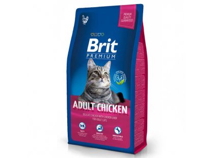 Фото - сухий корм Brit Premium Cat Adult Chicken & Chicken Liver сухий корм для кішок КУРКА та КУРЯЧА ПЕЧІНКА