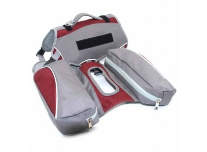 Фото 6 -  амуниция Voyager Pet Dog Bagpack cумка-седло для собак, красный с серым