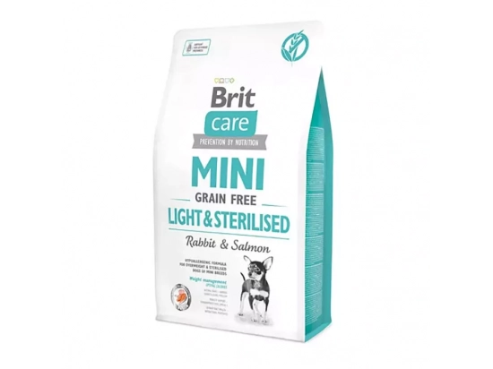 Фото - сухой корм Brit Care Dog Grain Free Mini Light & Sterilised Rabbit & Salmon беззерновой сухой корм для стерилизованных собак мини пород КРОЛИК и ЛОСОСЬ