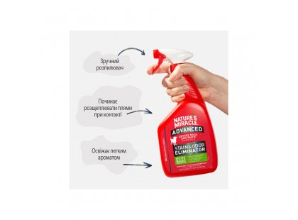 Фото 4 -  видалення запахів та плям Natures Miracle (Нейчерлз Міракл) STAIN&ODOR ELIMINATOR (ЗНИЩУВАЧ ПЛЯМ І ЗАПАХУ) розчин з посиленою формулою для собак, спрей