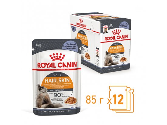 Фото - вологий корм (консерви) Royal Canin HAIR & SKIN Care in JELLY корм для котів