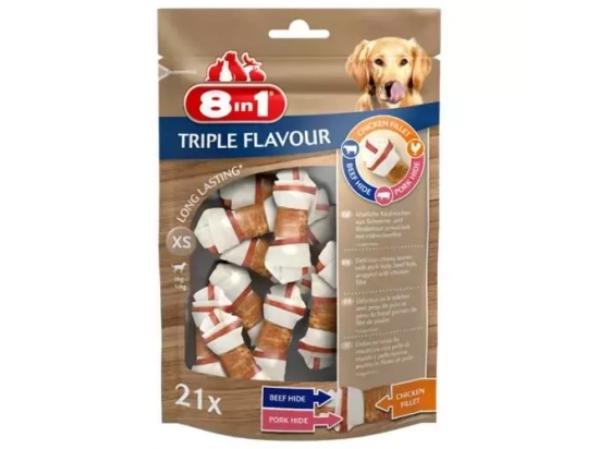 Фото - лакомства 8in1 TRIPLE FLAVOUR BONES лакомство для собак, жевательная кость 1 уп