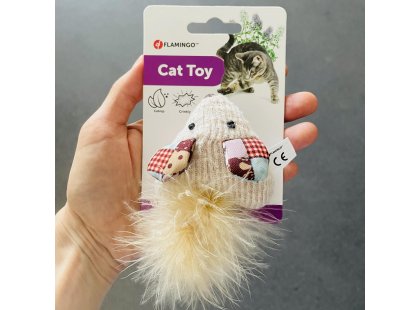 Фото 2 -  игрушки Flamingo Vinta Mouse шуршащая игрушка с кошачьей мятой и перьями для кошек