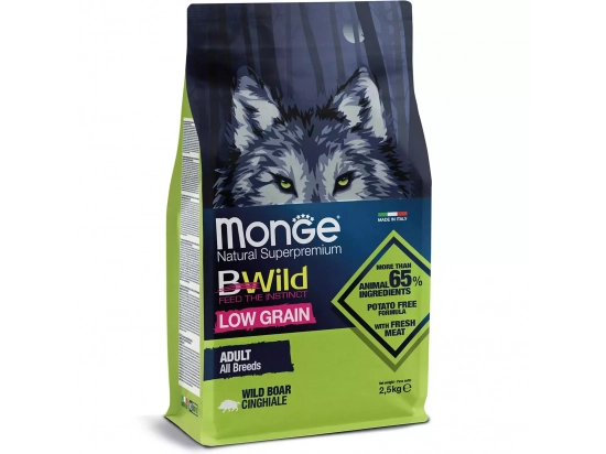 Фото - сухой корм Monge Dog BWild Low Grain Adult All Breeds Wild Boar сухой низкозерновой корм для собак всех пород ДИКИЙ КАБАН