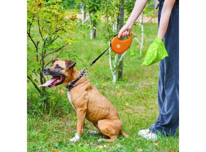 Фото 9 -  рулетки WAUDOG R-leash поводок рулетка с контейнером для пакетов, светоотражающая лента, оранжевый