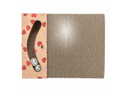 Фото 2 -  когтеточки, с домиками Trixie Когтеточка из картона ко дню Св. Валентина с мячиками, оранжевый