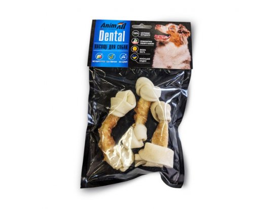 Фото - лакомства AnimAll Dental кость баварская узловая с мясом курицы