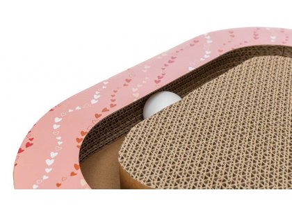 Фото 3 -  дряпалки, з будиночками Trixie Кігтеточка трикутна з картону до дня Св. Валентина з м'ячиками, рожевий