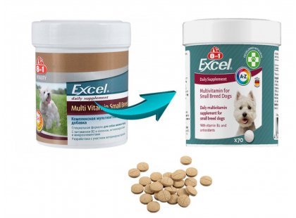Фото - 8in1 EXCEL MULTI VITAMIN SMALL (ЕКСЕЛ МУЛЬТИВІТАМІНИ СМОЛ) харчова добавка для собак малих вітаміни та мінерали 8in1 EXCEL MULTI VITAMIN SMALL (ЕКСЕЛ МУЛЬТИВІТАМІНИ СМОЛ) харчова добавка для собак малих