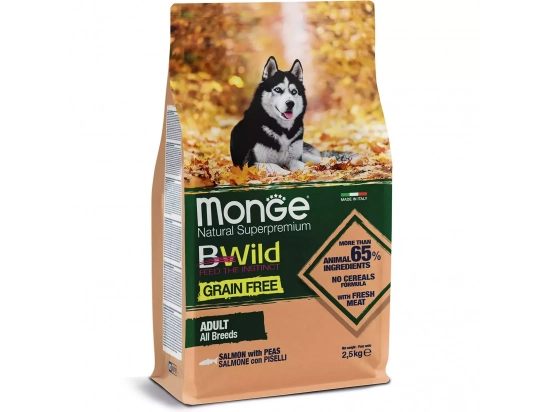 Фото - Monge Dog BWild Grain Free Adult All Breeds Salmon сухой беззерновой корм для собак всех пород ЛОСОСЬ сухой корм Monge Dog BWild Grain Free Adult All Breeds Salmon сухой беззерновой корм для собак всех пород ЛОСОСЬ