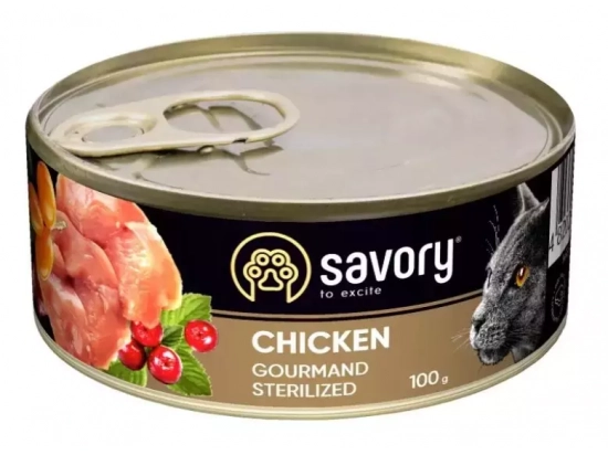 Фото 4 -  влажный корм (консервы) Savory (Сейвори) GOURMAND STERILIZED CHICKEN влажный корм для стерилизованных котов (курица)