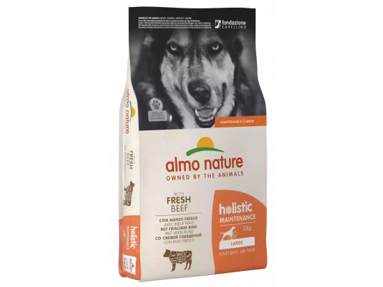 Фото - сухой корм Almo Nature Holistic MAINTENANCE LARGE ADULT DOG WITH FRESH BEEF сухой корм для взрослых собак больших пород ГОВЯДИНА