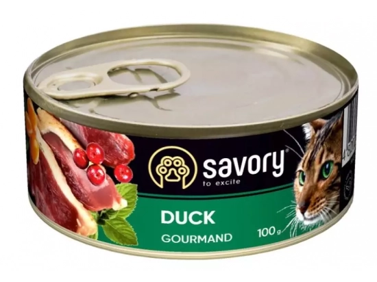 Фото - вологий корм (консерви) Savory (Сейворі) GOURMAND DUCK вологий корм для для вибагливих котів (качка)