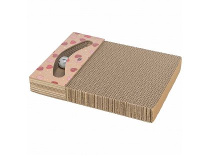 Фото 4 -  когтеточки, с домиками Trixie Когтеточка из картона ко дню Св. Валентина с мячиками, оранжевый