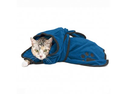Фото 11 -  одяг Fovis Derby рушник-халат із мікрофібри з капюшоном і поясом для собак та котів, блакитний