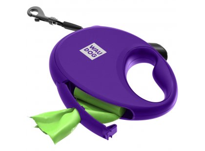 Фото 3 -  рулетки WAUDOG R-leash поводок рулетка с контейнером для пакетов, светоотражающая лента, фиолетовый
