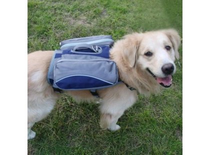 Фото 10 -  амуниция Voyager Pet Dog Bagpack cумка-седло для собак, синий с серым