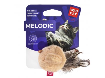 Фото 2 -  іграшки Collar WAUCAT Fun Melodic іграшка зі звуковим чіпом для котів ПТАШКА, бежевий