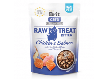 Фото - лакомства Brit Care Cat Raw Treat Kitten Freeze-dried Chicken & Salmon лакомство для котят КУРИЦА и ЛОСОСЬ