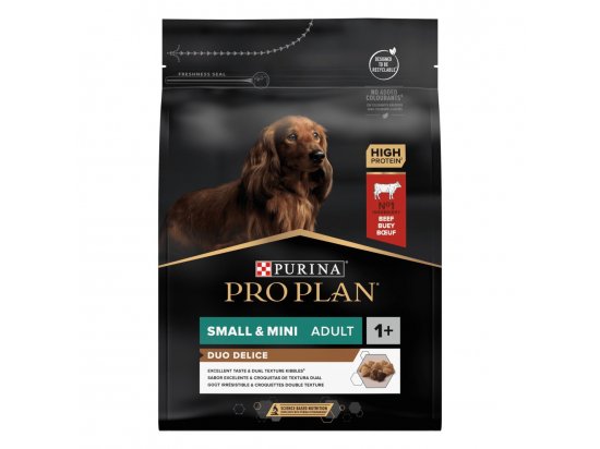 Фото - сухий корм Purina Pro Plan (Пуріна Про План) Adult Small and Mini Duo Delice Beef сухий корм для дорослих собак дрібних порід ЯЛОВИЧИНА