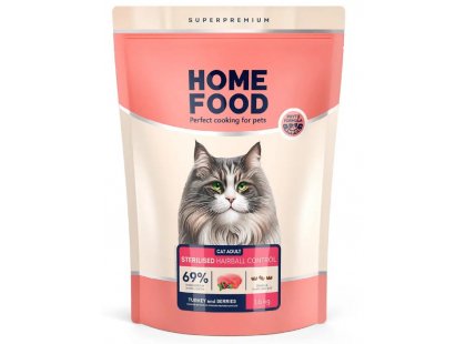 Фото - сухой корм Home Food (Хоум Фуд) Cat Adult Hairball Control For Sterilised Turkey корм для котов для выведение шерсти из желудка ИНДЕЙКА И ЯГОДЫ