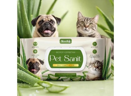 Фото 5 -  щоденний догляд (шампуні, кондиціонери та інші засоби) Modes Pet Sanit вологі серветки для тварин, універсальні, АРОМАТ І ЕКСТРАКТ АЛОЕ