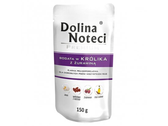 Фото - влажный корм (консервы) Dolina Noteci (Долина Нотечи) Premium влажный корм для собак КРОЛИК И КЛЮКВА