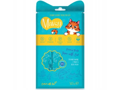 Фото - Mavsy Creamy Treats ласощі у вигляді крему для котів ТУНЕЦЬ та ТРІСКА ласощі Mavsy Creamy Treats ласощі у вигляді крему для котів ТУНЕЦЬ та ТРІСКА