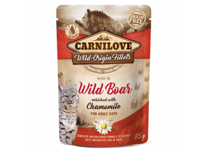 Фото - Carnilove Wild-Origin Fillets Cat Wild Boar with Chamomile влажный корм для кошек ДИКИЙ КАБАН и РОМАШКА влажный корм (консервы) Carnilove Wild-Origin Fillets Cat Wild Boar with Chamomile влажный корм для кошек ДИКИЙ КАБАН и РОМАШКА