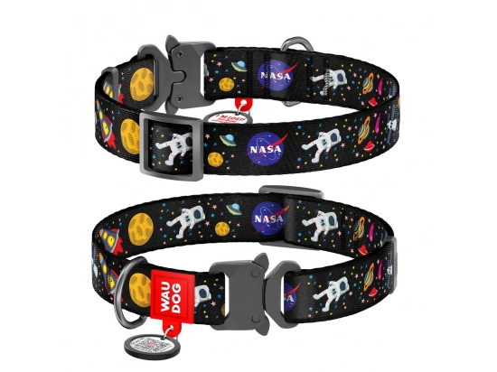 Фото - амуниция Collar WAUDOG Nylon ошейник c QR паспортом, металлический фастекс, NASA