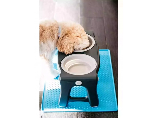 Фото - миски, поилки, фонтаны DEXAS Adjustable Height Pet Feeder - Миска двойная на подставке c регулируемыми ножками для собак, термопластик, светло-серый