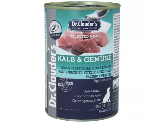 Фото - вологий корм (консерви) Dr.Clauder's (доктор Клаудер) Selected Meat Veal & Vegetables консерви для собак, ТЕЛЯТИНА ТА ОВОЧІ