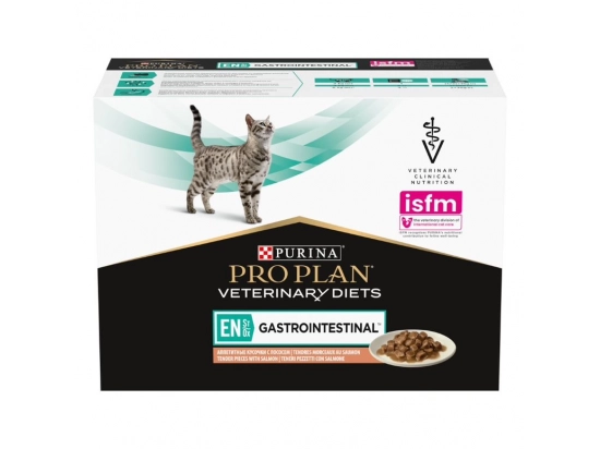 Фото - ветеринарные корма Purina Pro Plan (Пурина Про План) Veterinary Diets EN Gastrointestinal Salmon влажный лечебный корм для кошек c заболеваниями ЖКТ, ЛОСОСЬ