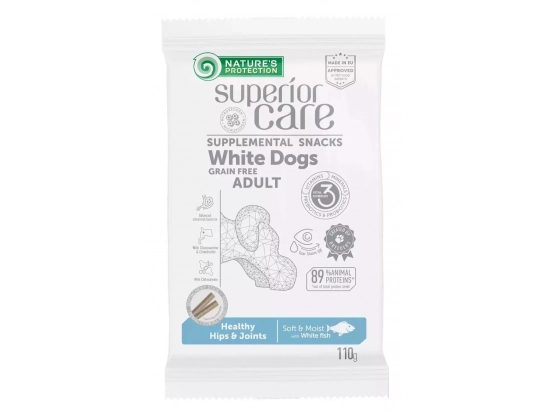 Фото - ласощі Natures Protection (Нейчез Протекшін) Superior Care White Dogs Health беззернові ласощі для дорослих собак з білою шерстю БІЛА РИБА