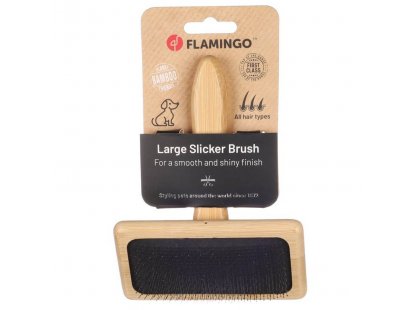 Фото - фурмінатори, пуходерки Flamingo (Фламінго) Slicker Brush Bamboo щітка-пуходерка дерев'яна для собак