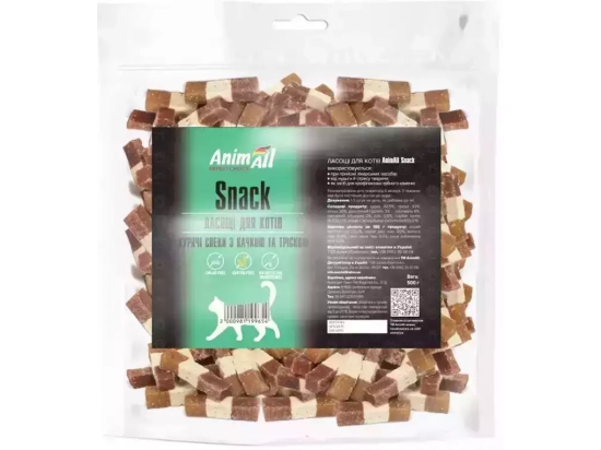 Фото - AnimAll Snack куриные снеки с уткой и треской для кошек лакомства AnimAll Snack куриные снеки с уткой и треской для кошек