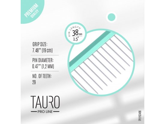 Фото - гребінці, щітки, граблі Tauro (Тауро) Pro Line Ultra Light Line гребінець з алюмінієвою ручкою та зубчиками з нержавіючої сталі, м'ятний