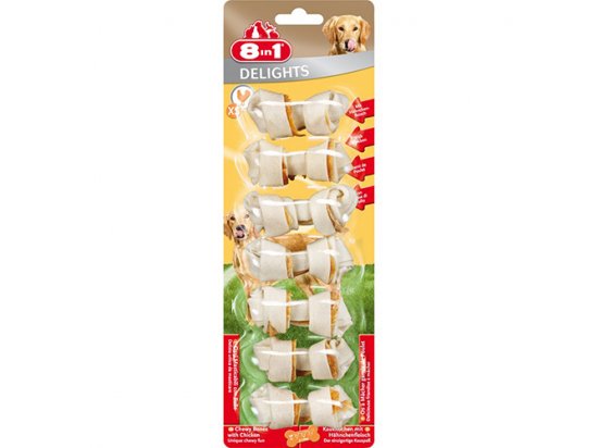 Фото - 8in1 (8 в 1) Delights Bones XS кістка з м'ясом - ласощі для собак ласощі 8in1 (8 в 1) Delights Bones XS кістка з м'ясом - ласощі для собак