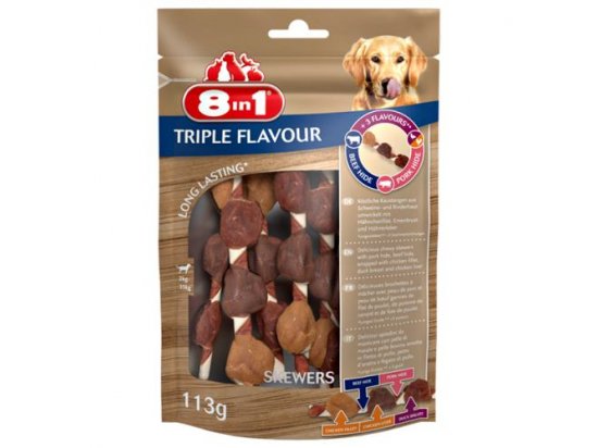 Фото - 8in1 TRIPLE FLAVOUR SKEWERS ласощі для собак, шашлички ласощі 8in1 TRIPLE FLAVOUR SKEWERS ласощі для собак, шашлички