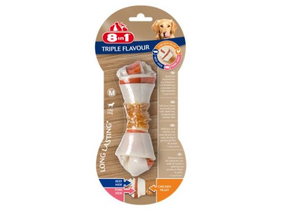 Фото 3 -  ласощі 8in1 TRIPLE FLAVOUR BONES ласощі для собак, жувальна кістка