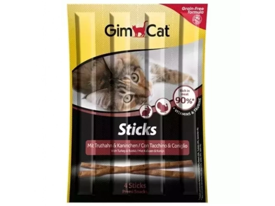 Фото 2 -  лакомства Gimcat STICKS TRUTHAN UND HEFE (ПАЛОЧКИ ИНДЕЙКА И КРОЛИК) лакомство для кошек