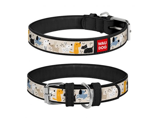 Фото - Collar WAUDOG СОБАЧКИ НА ПРОГУЛКЕ кожаный ошейник для собак, черный амуниция Collar WAUDOG СОБАЧКИ НА ПРОГУЛКЕ кожаный ошейник для собак, черный